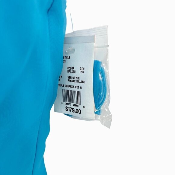 NWT DAVID'S BRIDAL MALIBU BLUE ORGANZA MERMAID PROM FORMAL BRIDESMAID DRESS GOWN - Picture 4 of 6